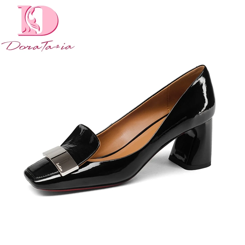 Doratasia Brand New Genuine Leather Square Toe Square High Heels slip ...