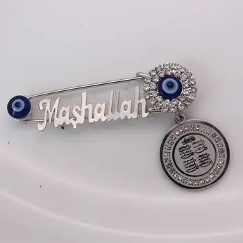 

turkish evil eye four Qul suras Mashallah Stainless steel brooch islam muslim baby pin