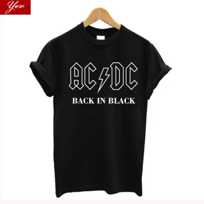 Уличная одежда AC/DC футболки женские/мужские рок-группа футболка размера плюс хлопок крутая футболка женская одежда винтажные Топы - Цвет: W144MT  black