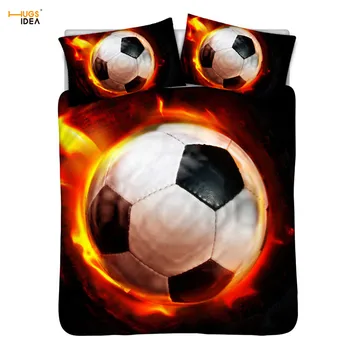 

HUGSIDEA Fire Football Basketball Design 3D Bedclothes Kids Boys Bedroom Duvet Cover&Pillowcase 3pcs Home Textile Bedding Sets