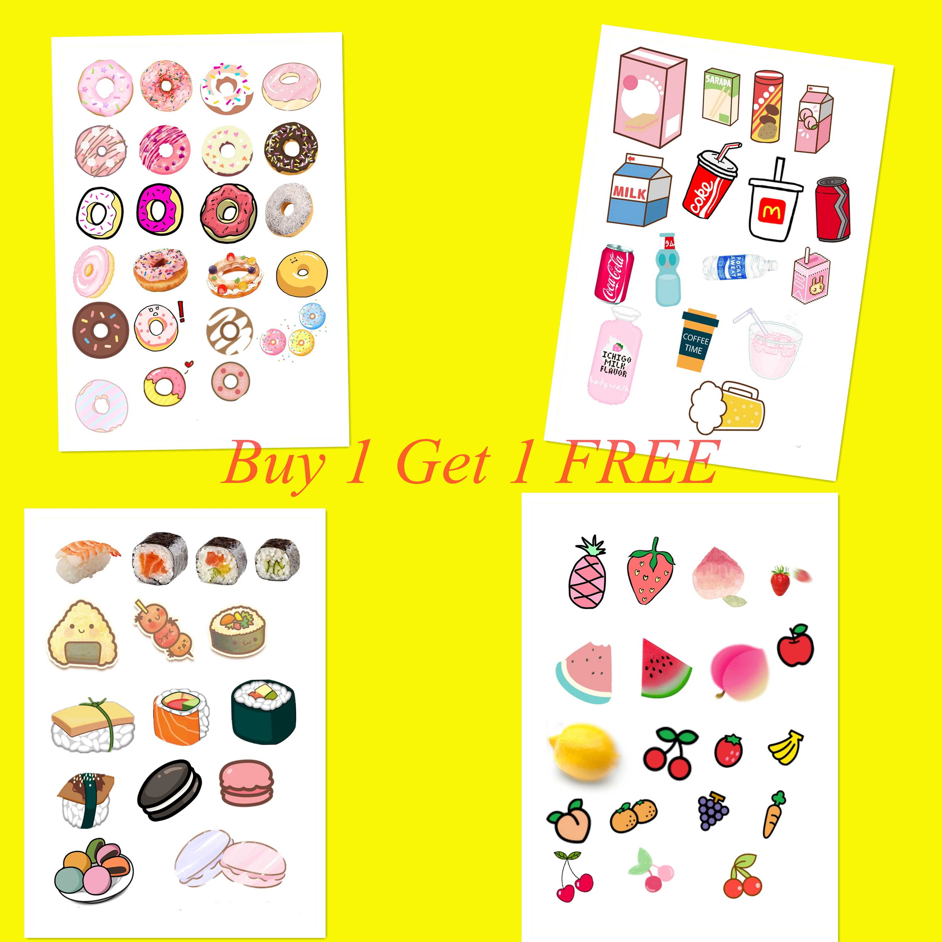 

A5 Hand-painted fruits/Cake/ BreadStickers without cutting Decoration DIY Ablum Diary Scrapbooking Gift For Children