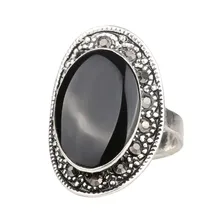 HOT Cheap 2015 Vintage Jewelry Oval Black And Green Enamel Ring For Women Silver Plated Crystal Gift Free Shipping