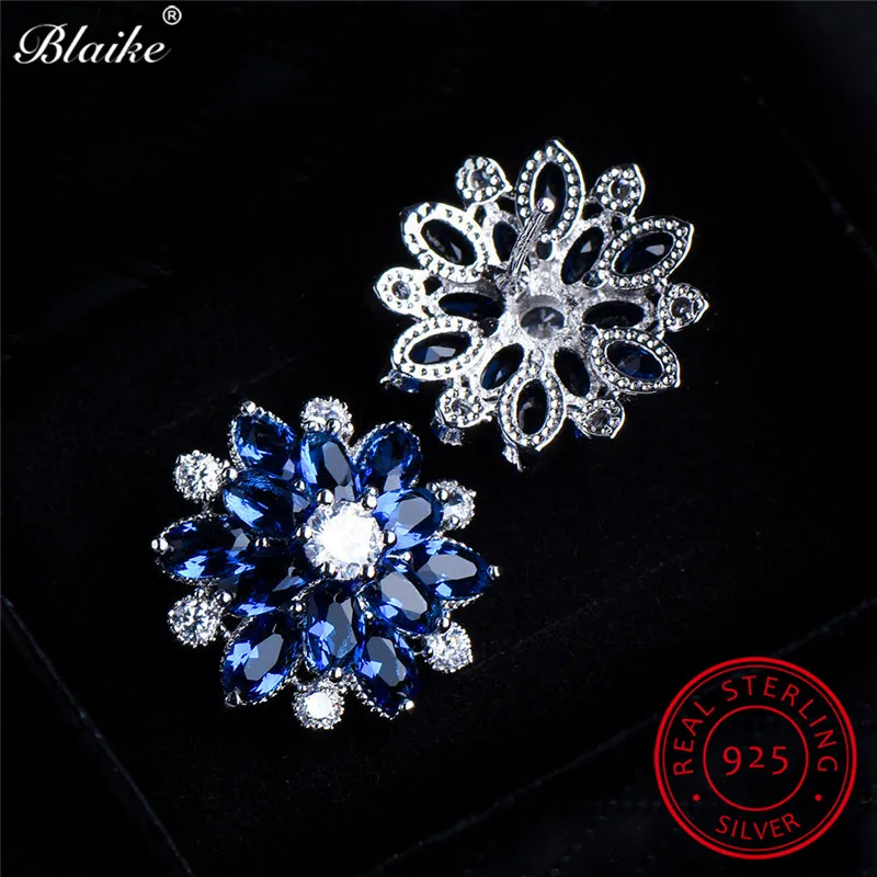 Женские серьги гвоздики со снежинкой Blaike из 100% настоящего серебра 925 пробы с