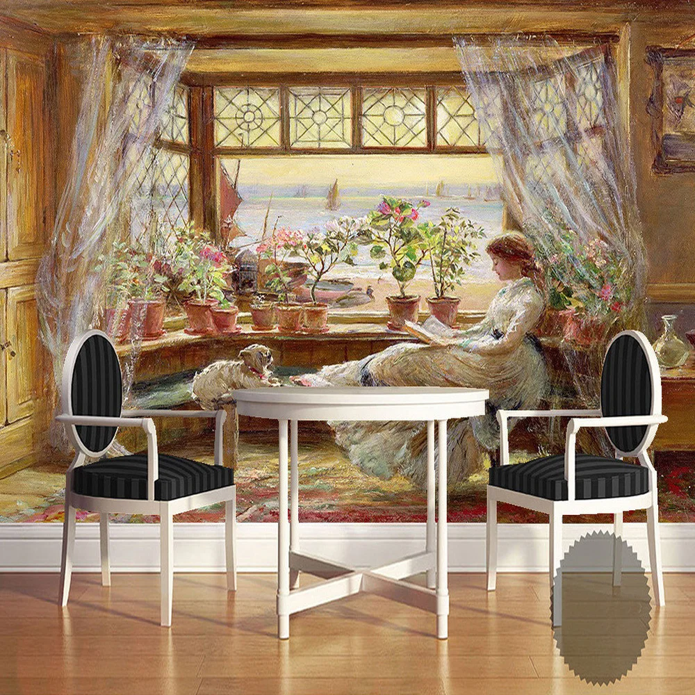 Custom Mural Wallpaper European Classical Figures Hand Painted Canvas