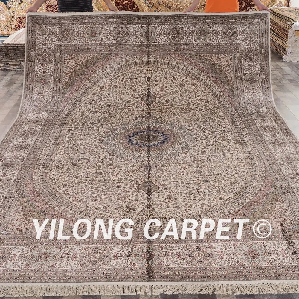 Yilong 9'x12' ручной работы персидский Традиционный Ковер для гостиной турецкие шелковые ковры(LH166A9x12
