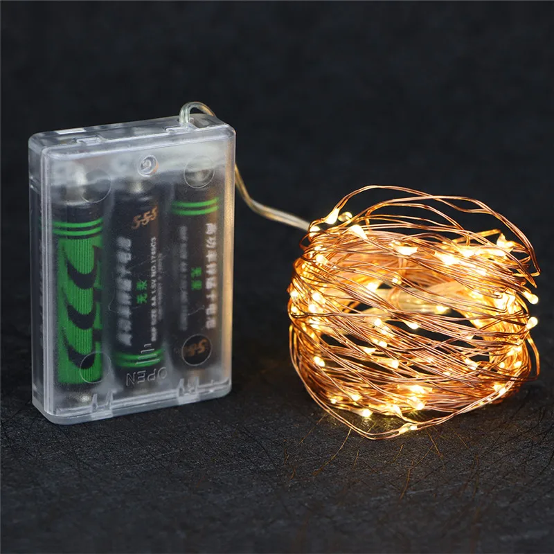 

LSDM 2M 5M 10M 100 Led Strings Copper Wire 3XAA Battery Operated Christmas Wedding Party Decoration LED String Fairy Lights