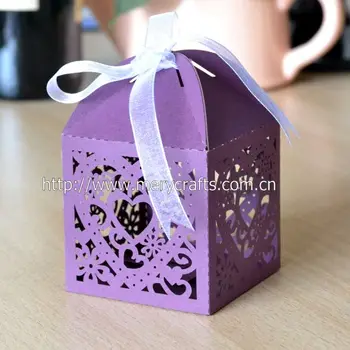 

Laser cut big heart wedding favor box with personalized names and date design