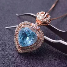 Природный Голубой топаз кулон S925 Серебряный натуральный драгоценный камень кулон Цепочки и ожерелья трендовые сердца элегантные, с короной для женщин Нарядная, для девочек ювелирные изделия