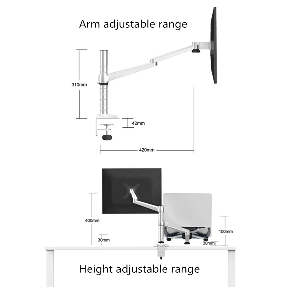 Подставка-держатель для ноутбука из алюминиевого сплава для ноутбука 10-15 дюймов+ монитор Max 27 дюймов с двумя ручками универсальные вращающиеся подставки OA-7X для ноутбука