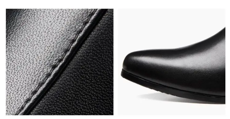 Autumn winter mens pointed toe genuine leather ankle boots men high heels quality wedding dress shoes career work boots botas 44