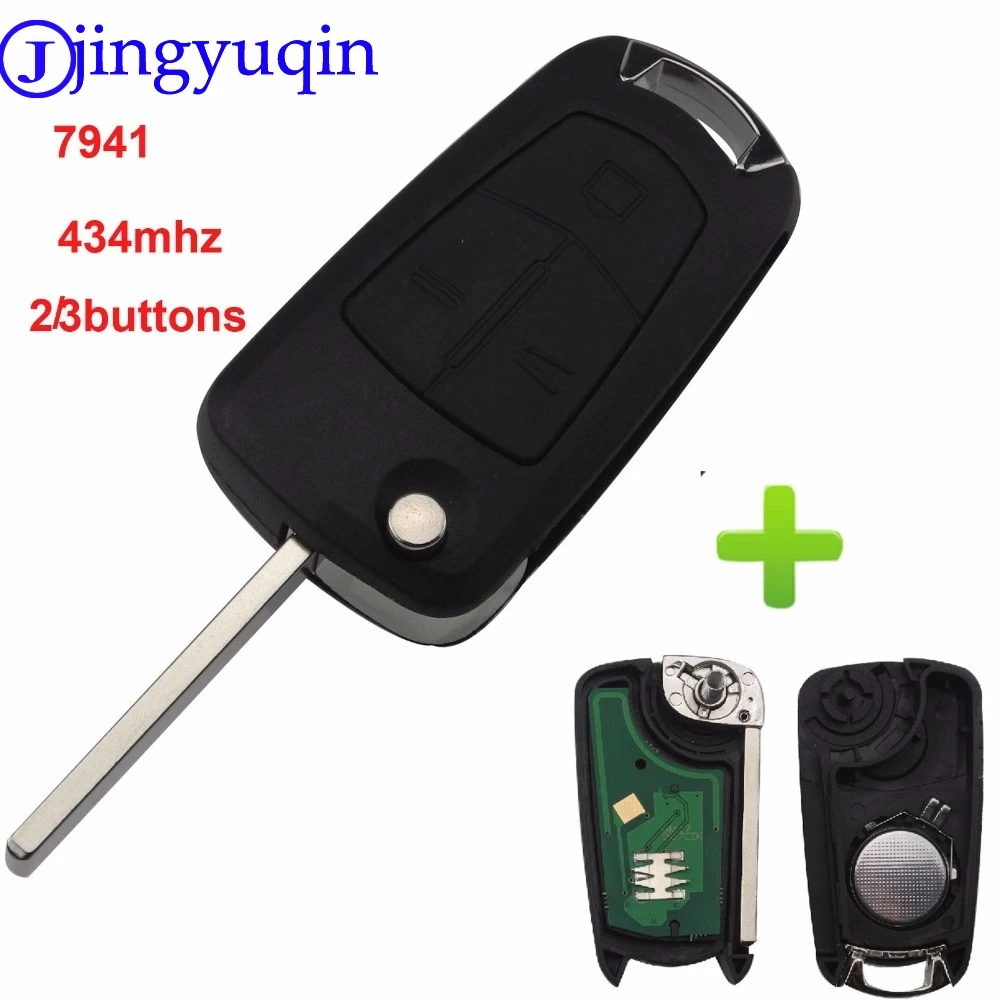 

jingyuqin Car Flip Remote Key Fob 2/3 Button ASK 434Mhz PCF7941 For Vauxhall Opel Astra H 2004 2005 2006 2007 2008 2009 Zafira B