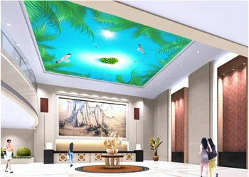 

3d ceiling murals wallpaper custom photo non-woven room 3d wall murals wallpaper for walls 3 d coconut island sea painting