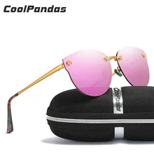 2018 Luxury Brand Designer Women Polarized Sunglasses Classic Pink Cateye Mirror Glasses Steampunk for Ladies rays Goggles UV400