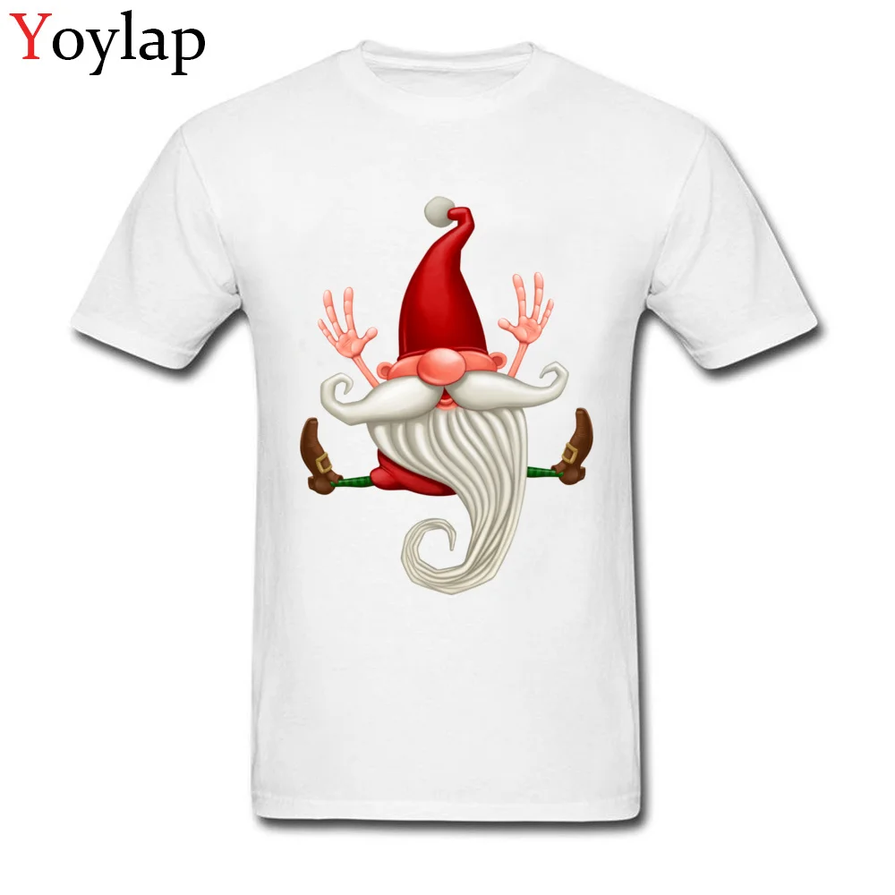 New Fashion Summer T-shirts Short Sleeve Pure Cotton Santa Claus jumping Round Neck Adult Tops Tees Funny Summer/Autumn Tee-Shirt white