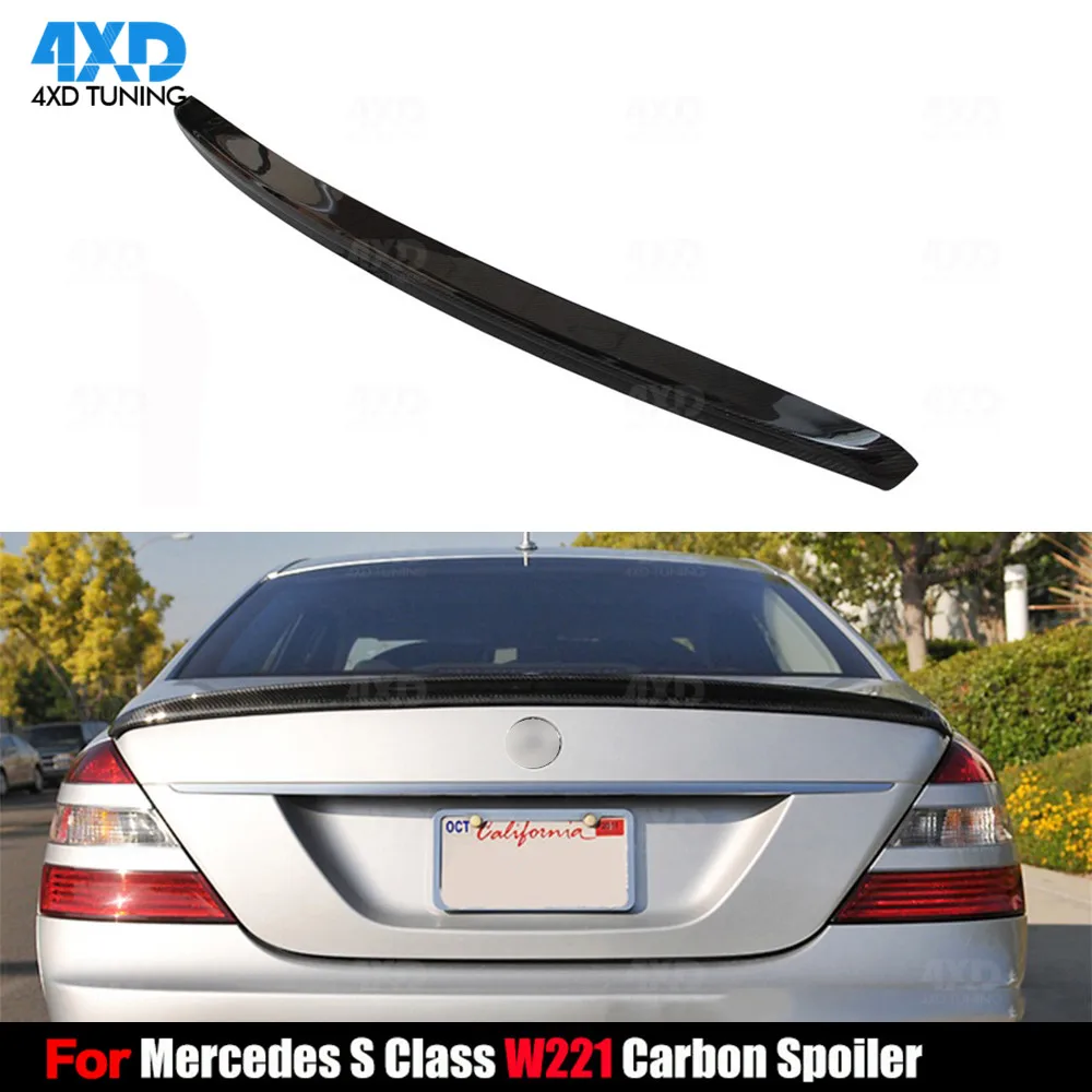 W221 спойлер из углеродного волокна для Mercedes S Class заднего багажника крыла седан 2007