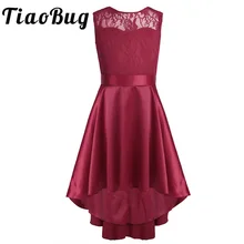 Новое модное кружевное платье с цветочным узором и v-образным вырезом на спине для девочек Пышное Платье принцессы трапециевидной формы без рукавов для свадебной вечеринки для девочек, размеры 4-14