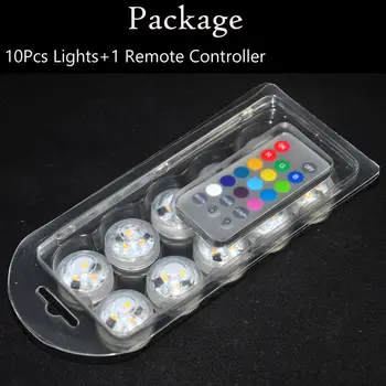 

10pcs*CR2032 Battery Operated 3CM Round Super Bright RGB Multicolors LED Submersible LED Floralyte Light With Remote