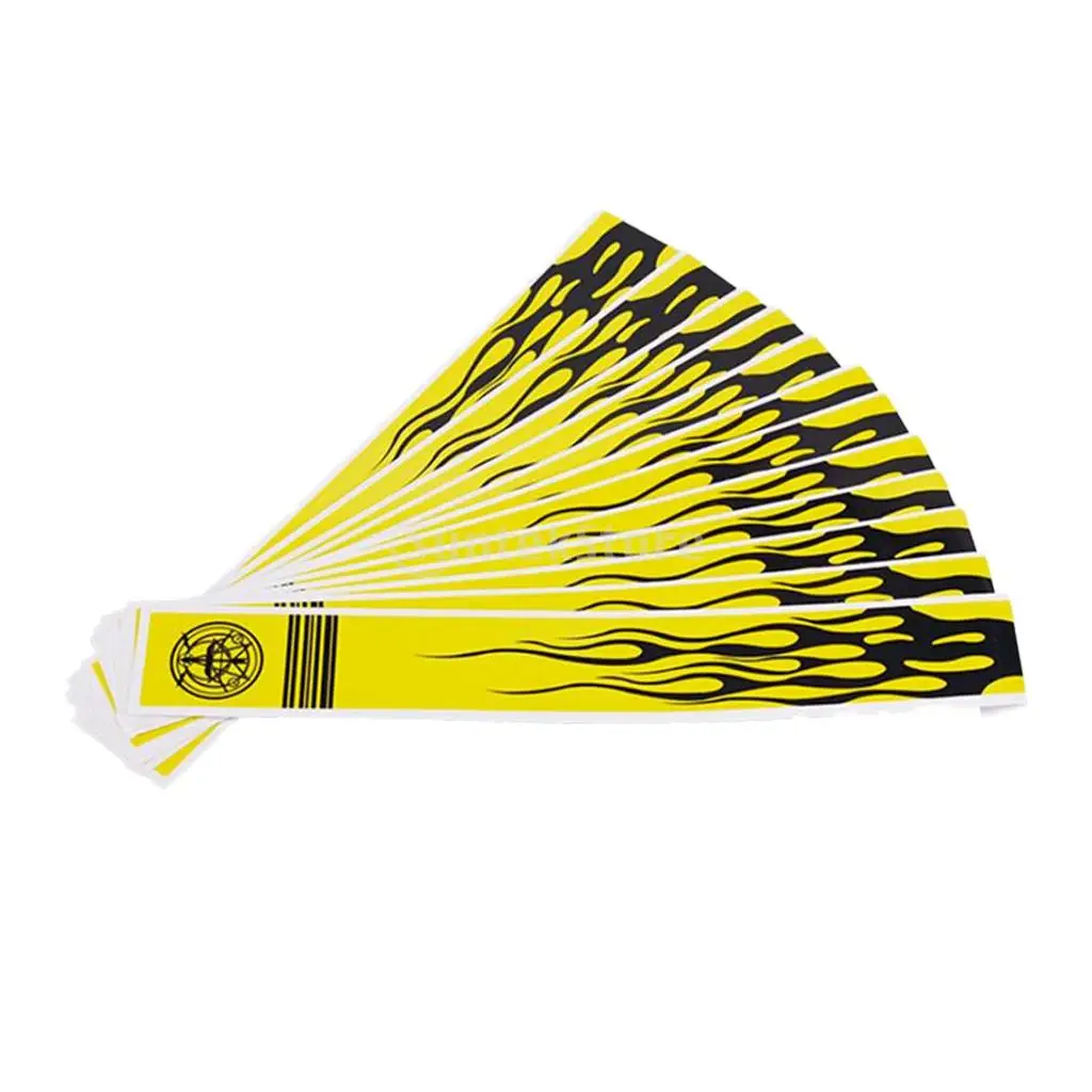 12pcs Durable Archery Arrow Adhesive Stickers Wraps 27cm x 3cm Fluorescent Yellow/ White