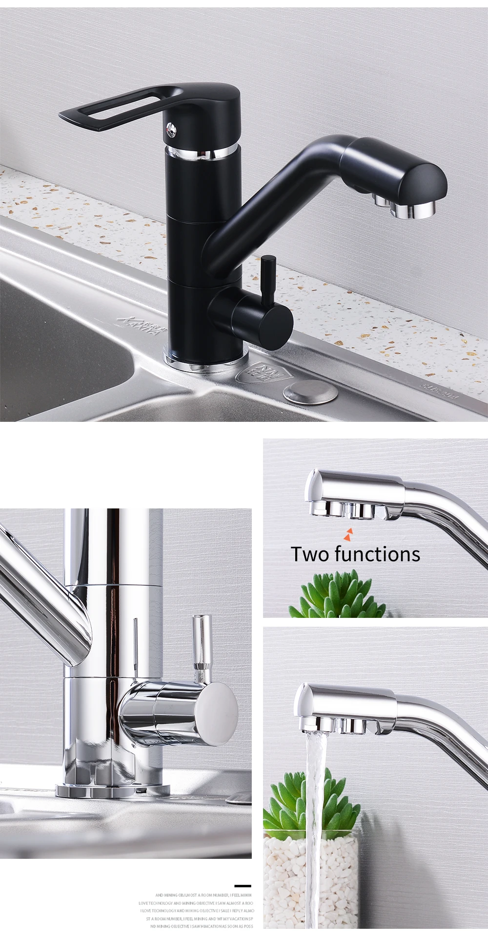 Kitchen Faucet Filter Water Swivel Drinking Faucet Dual Spout Purifier Kitchen Faucets Vessel Sink Mixer Tap hot and cold