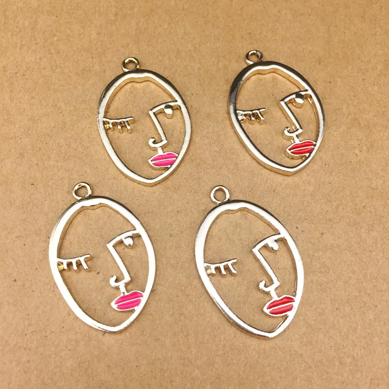 15 pcs Red Enamel Plated Alloy Lip Shaped Charms Pendants Jewelry Accessories