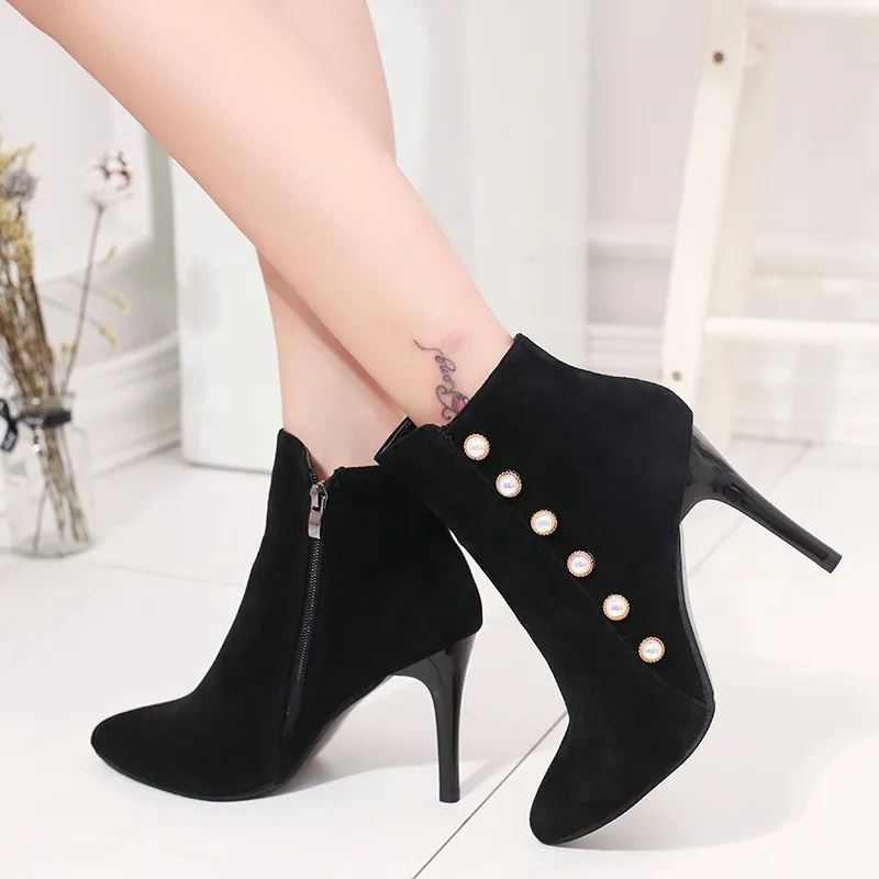 Size34 39 2018 New Women Ankle Boots Spring Autumn Elegant Pearl Shoes ...