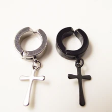 2 шт. крест Нержавеющая сталь кресты серьги уха клип Для мужчин Для мальчиков и девочек рок поддельные серьги Косплэй серьгу