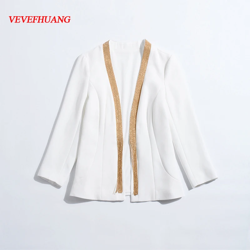 VEVEFHUANG высокое качество Осень Новые модные пальто и куртки женские брендовые роскошные женские вышитые бисером Тонкий маленький костюм