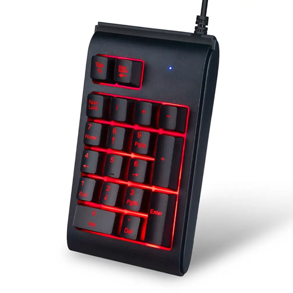 USB 19 Keys Number Pad Mini Numeric Keypad Keyboard Backlight For Laptop