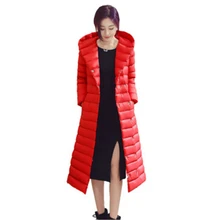 Новинка; Повседневная тонкая куртка больших размеров зима большой женский размер длинное пальто для женщин пуховики Куртки теплые женские парка на пуху J717
