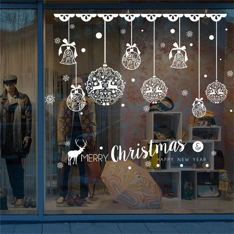 Рождественский шар шаблон наклейка «windom» стекло двери наклейки X-mas Tree Mall год Navidad вечерние DIY новогодние наклейки на окно