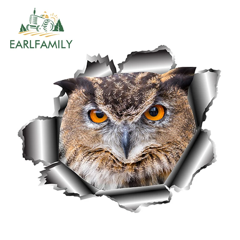 EARLFAMILY 13 см x 10 7 3D Автомобильная наклейка в виде совы рваная металлическая