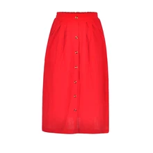 Женская юбка Зонт с хлопковым покрытием Юбка Лето халат femme сплошной цвет Повседневная с пряжкой свободная карманная юбка Модная Новое поступление Мода