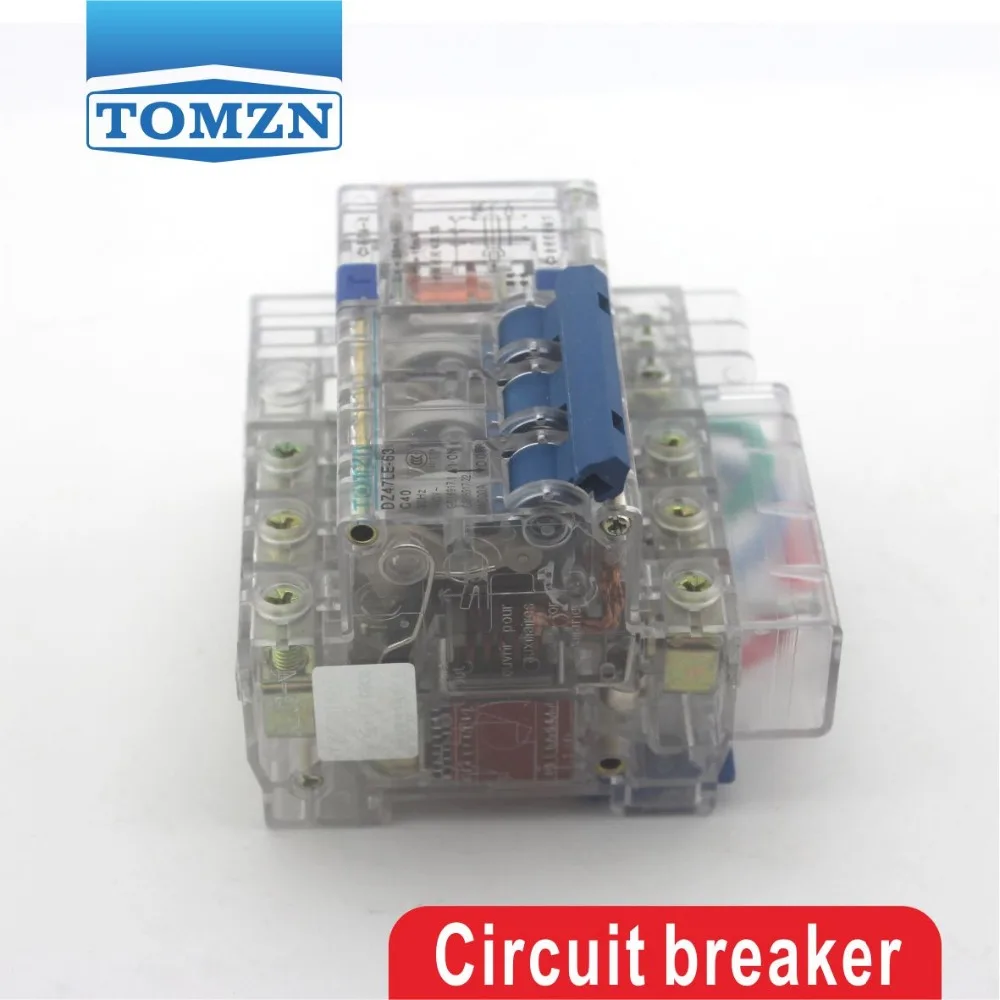 Transparent DZ47LE 3P 25A 400V~ 50HZ//60HZ Residual current Circuit breaker RCBO