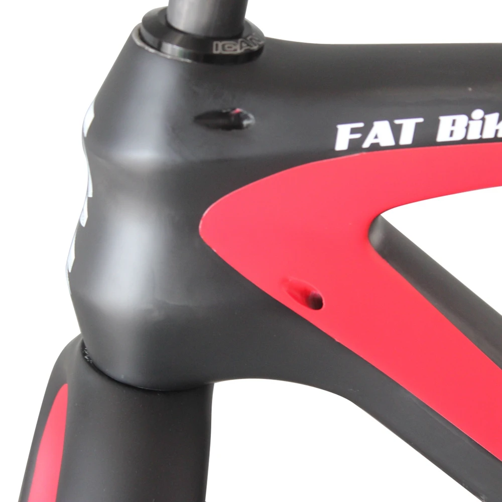 Sale 26er carbon fat bike frame 197mm rear space fat bike carbon frame UD matt Red color with ican brand 17/19 inches SN02 5