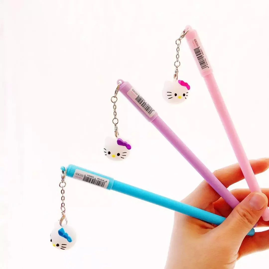 JOUDOO 6pcs/lot Cute Hello Kitty Gel Pen Detachable Pendant Black Ink
