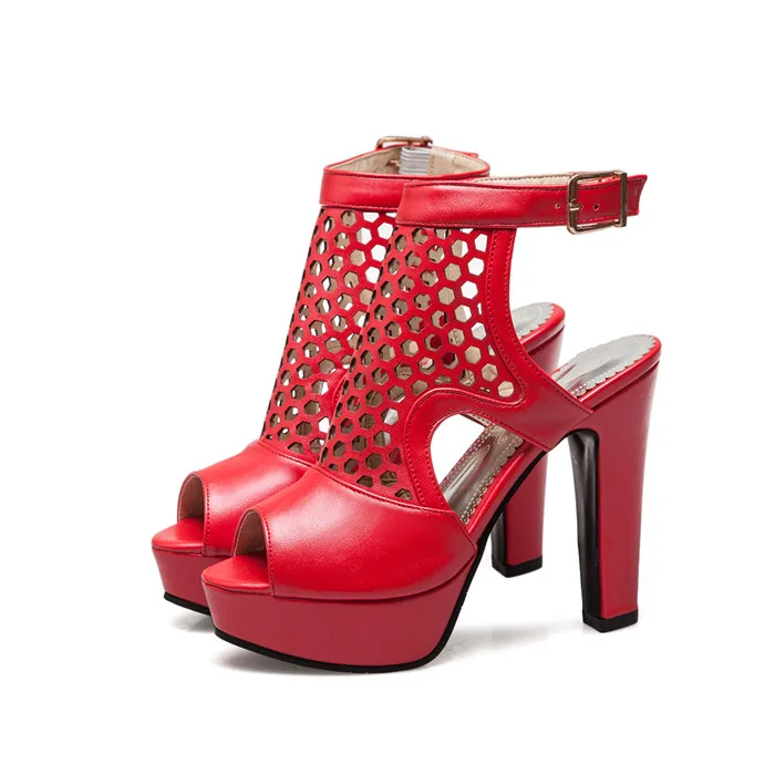 Meotina/женские босоножки обувь на платформе и высоком каблуке Босоножки-гладиаторы с открытым носком на пятке весенняя обувь на каблуке-шпильке размеры 34-43 - Цвет: Красный