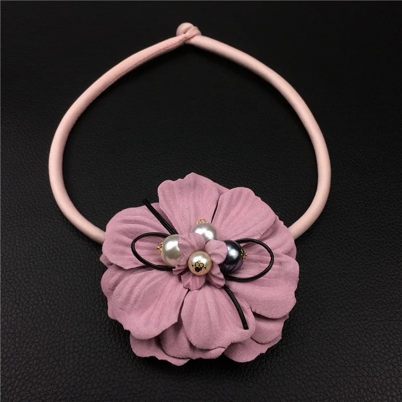 

Fashion Chokers Necklaces For Women Big Pearl Cloth Flower Statement Collar Necklace YaoXi Jewelry