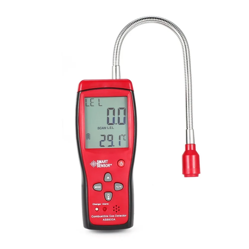 

New SMART SENSOR AS8800A Combustible Natural Gas Detector Portable Gas Leak Location Determine Analyzer Tester Sound Light Alarm