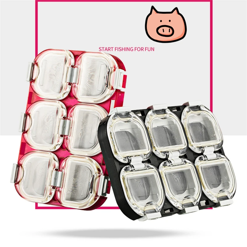 

Hot Adjustable ABS Plastic Fishing Tackle Box With magnet Bait Lure Hooks Box Bait Storage Case 6 Slots Fishing Tool Tackle Box