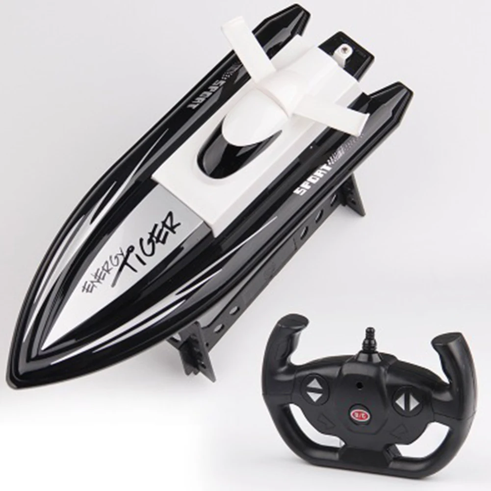 RC лодка легкая в эксплуатации гоночный двойной мотор электрическая игрушка скоростная лодка форма дети 4 канала овервотер подарок высокая скорость Мощный - Цвет: Черный
