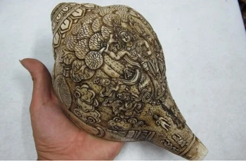 

WBY 819++++++Tibet Buddhism handwork Carve shell conch Buddha Kwan Yin Guan Yin Conch horn