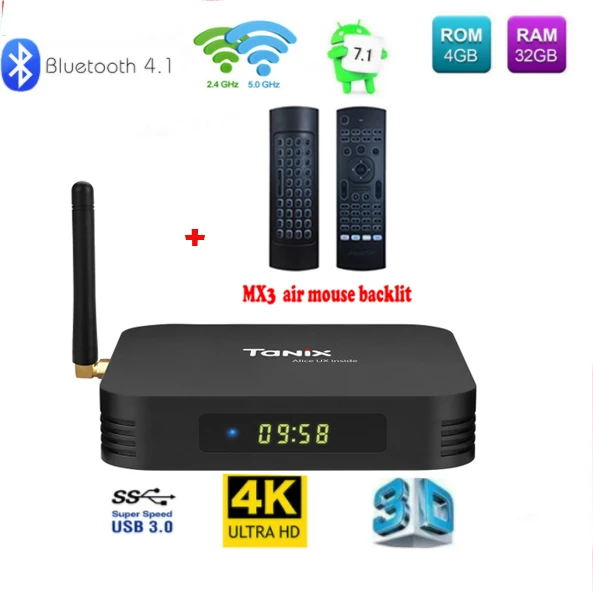 

Tanix TX6 Android 9.0 TV BOX Allwinner H6 4G DDR3 32/64 2.4GHz 5GHz WiFi Support 4K H.265 Bluetooth 4.0 2g 16g 2.4g wifi no bt4
