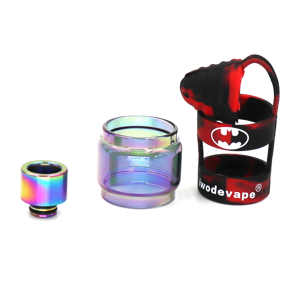 

iwodevape Ecigs accessories tfv12 baby prince 4.5ml Rainbow fat glass tube + Drip tip cap vape band + Rainbow Drip tip