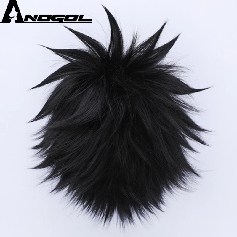 Anogol My Hero Academy dabi High Temperature Fiber Short Straight Black Synthetic Cosplay Wig For Halloween Costume Role Play