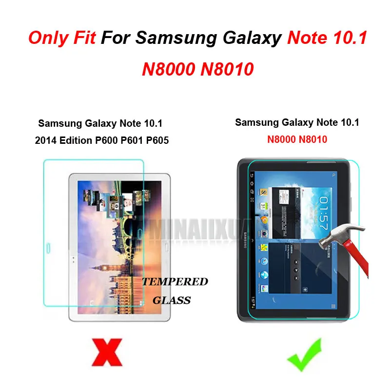 2 шт. 9 H взрывозащищенные закаленное Стекло для samsung Galaxy Note 10,1 N8000 N8010 10,1 дюймов фильм ясно Экран защиты