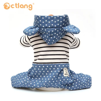 

Autumn And Winter New Tide Brand Four-legged Clothes Teddy Hat Section Striped Thickening Pet Clothes