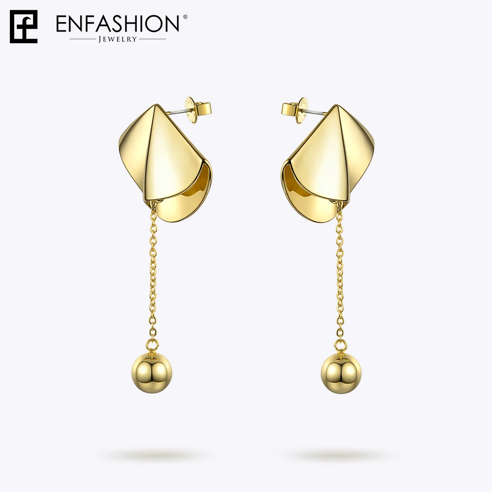 Женские Висячие серьги Enfashion длинные медные золотистого цвета с большими