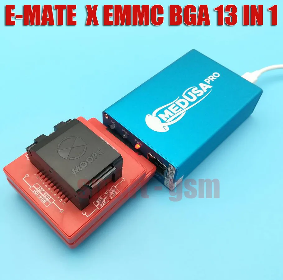 MOORC E MATE E-MATE X E MATE PRO BOX памяти на носителе EMMC BGA 13 в 1 поддержка 100 136 168 153 169 162 186 221 529 254 легкий JTAG плюс коробка