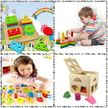 

6Styles Wood Train Blocks Educational Toy Great Digital Number Wooden Train Figures Railway Kids Baby Model Building Set Toy