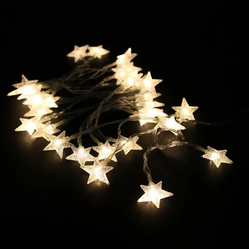 

3M Christmas Star Wreath With Batteries String Lights Outdoor LED Garland Outside Lighting Holiday Party Wedding Decoration